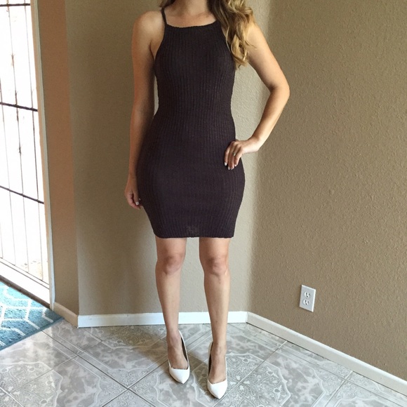 Ribbed Charcoal Sweater Dress - Picture 2 of 4