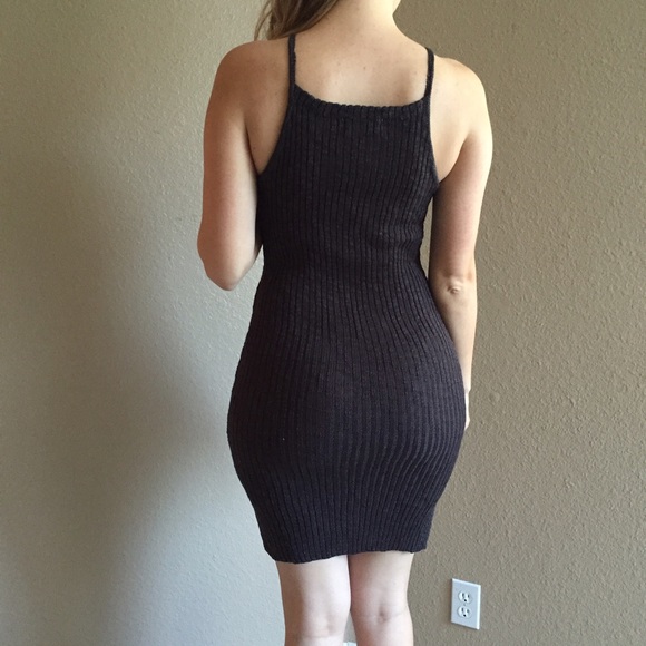 Ribbed Charcoal Sweater Dress - Picture 4 of 4