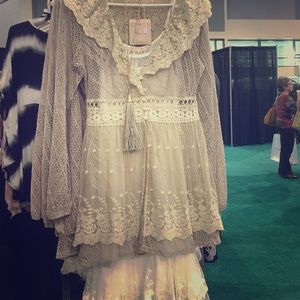 A lace button down top