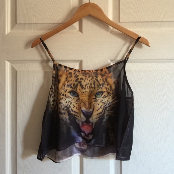 Nollie Cheetah Sheer Crop Tank