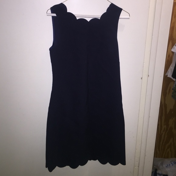 J crew navy scalloped shift dress