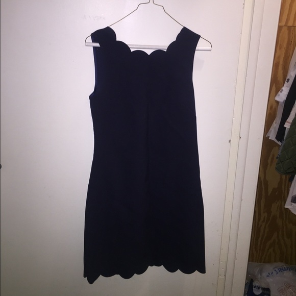 J crew navy scalloped shift dress