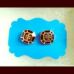 Tory Burch black & gold studs