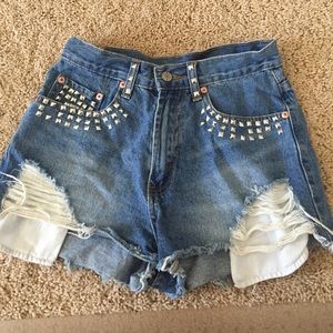 High waisted jeans shorts