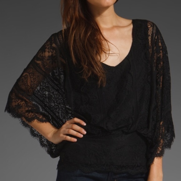 🏷 SALE!!! Beyond Vintage Black Lace Sexy Boho Top