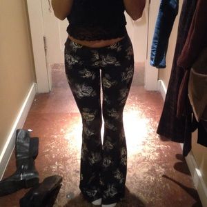 Flare floral velvet hippie pants