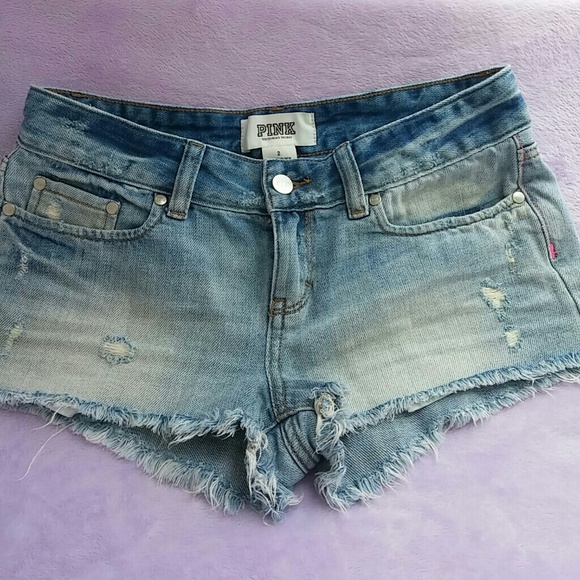 Pink denim shorts