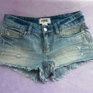 Pink denim shorts