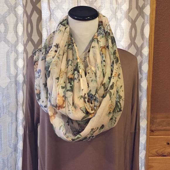 Ivory floral infinity scarf