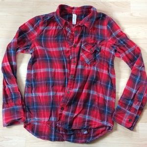 Red, white & navy blue flannel shirt