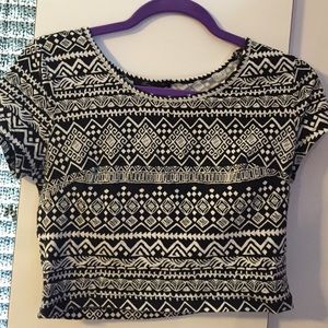 B&W Tribal Print Crop Top