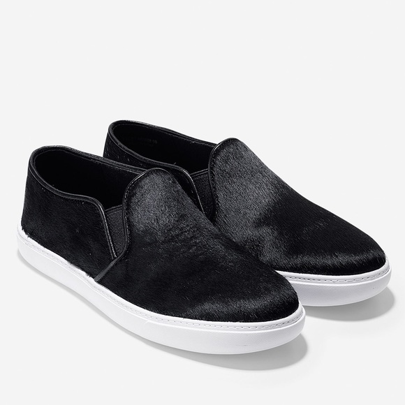 Cole Haan Bowie Slip On Black Calf Hair Sneakers