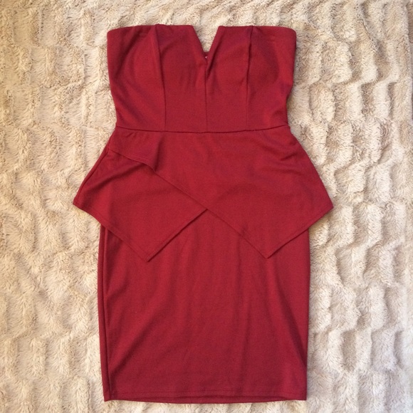 Crimson Red Peplum Dress