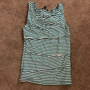 Tank with layer ruffles teal green and white