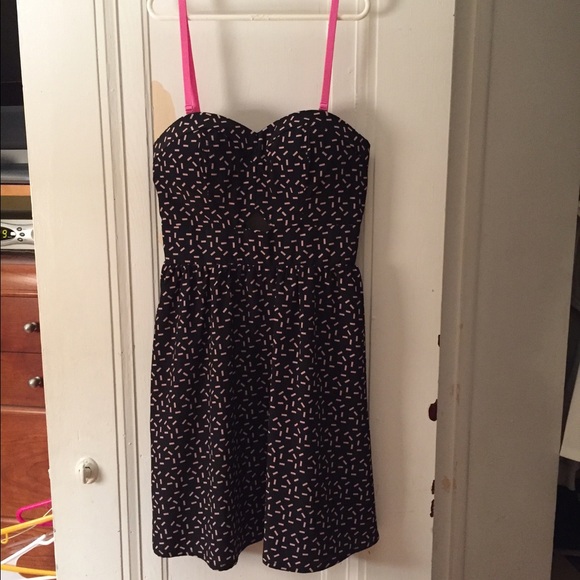 Black Material Girl dress with light pink pattern
