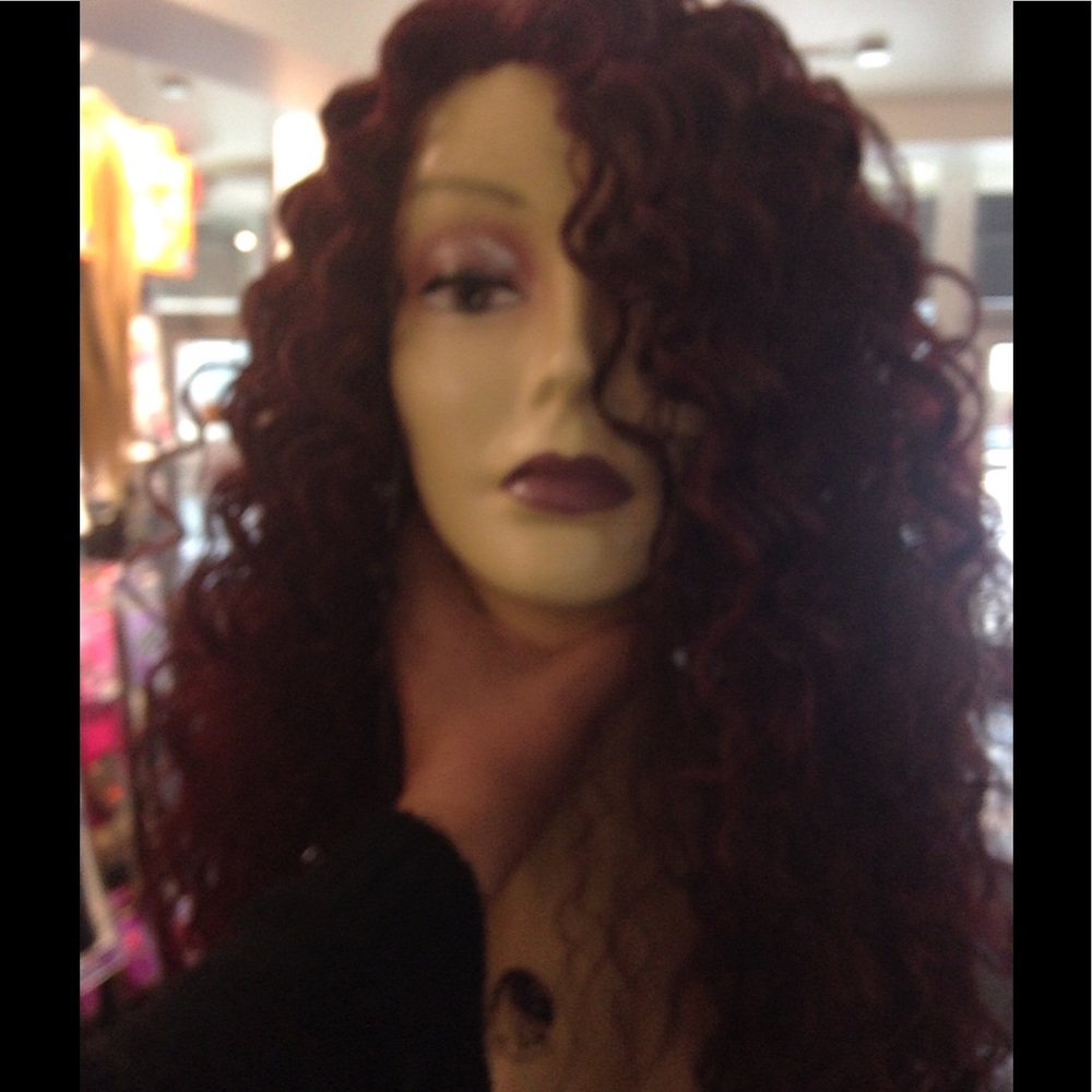 burgundy New Wig Long Curly new regulars wig - Picture 2 of 8