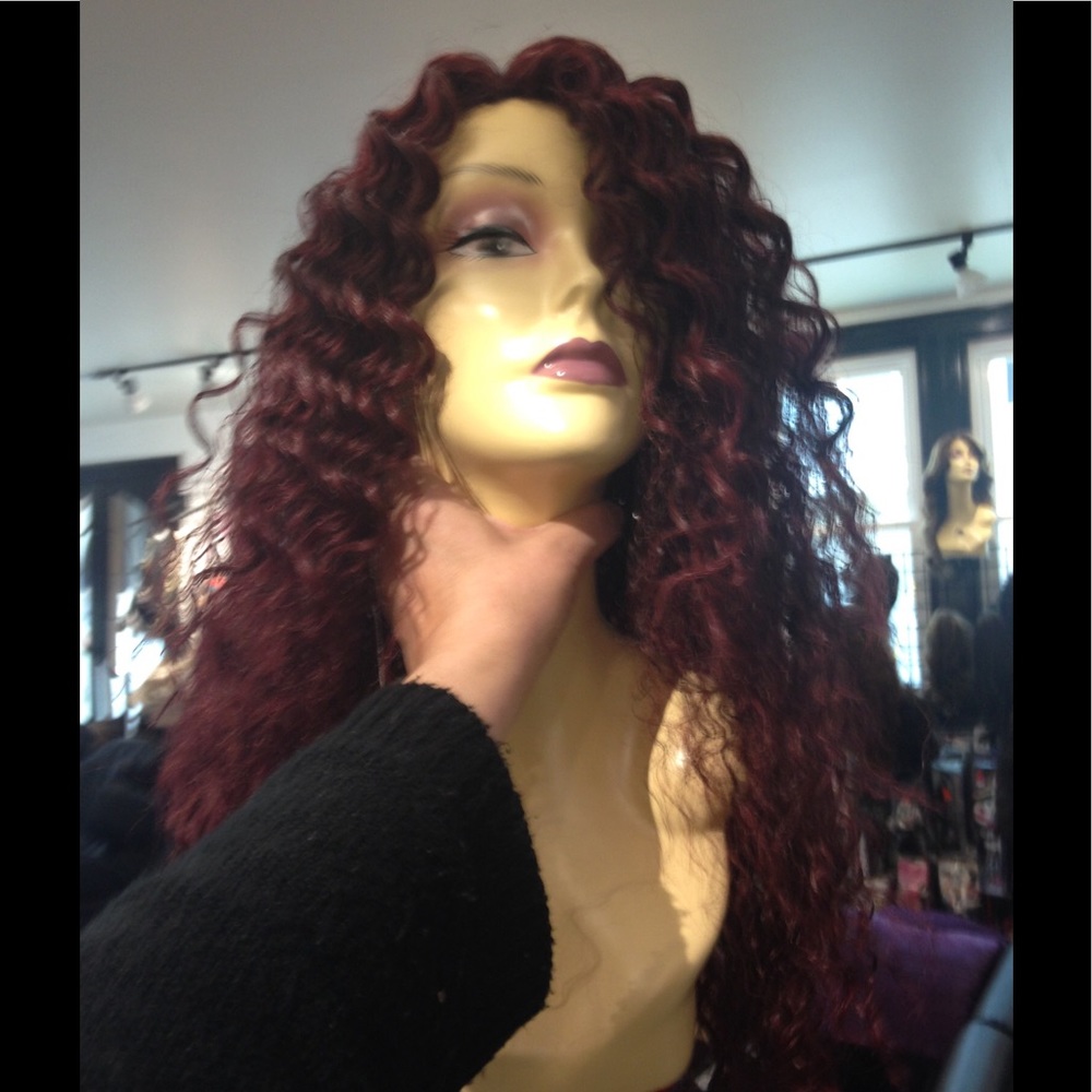 burgundy New Wig Long Curly new regulars wig - Picture 4 of 8
