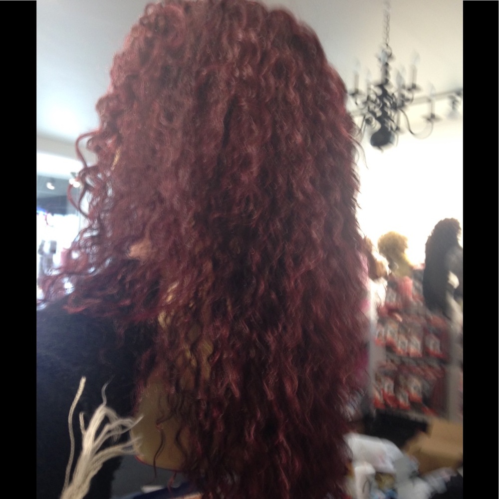 burgundy New Wig Long Curly new regulars wig - Picture 5 of 8