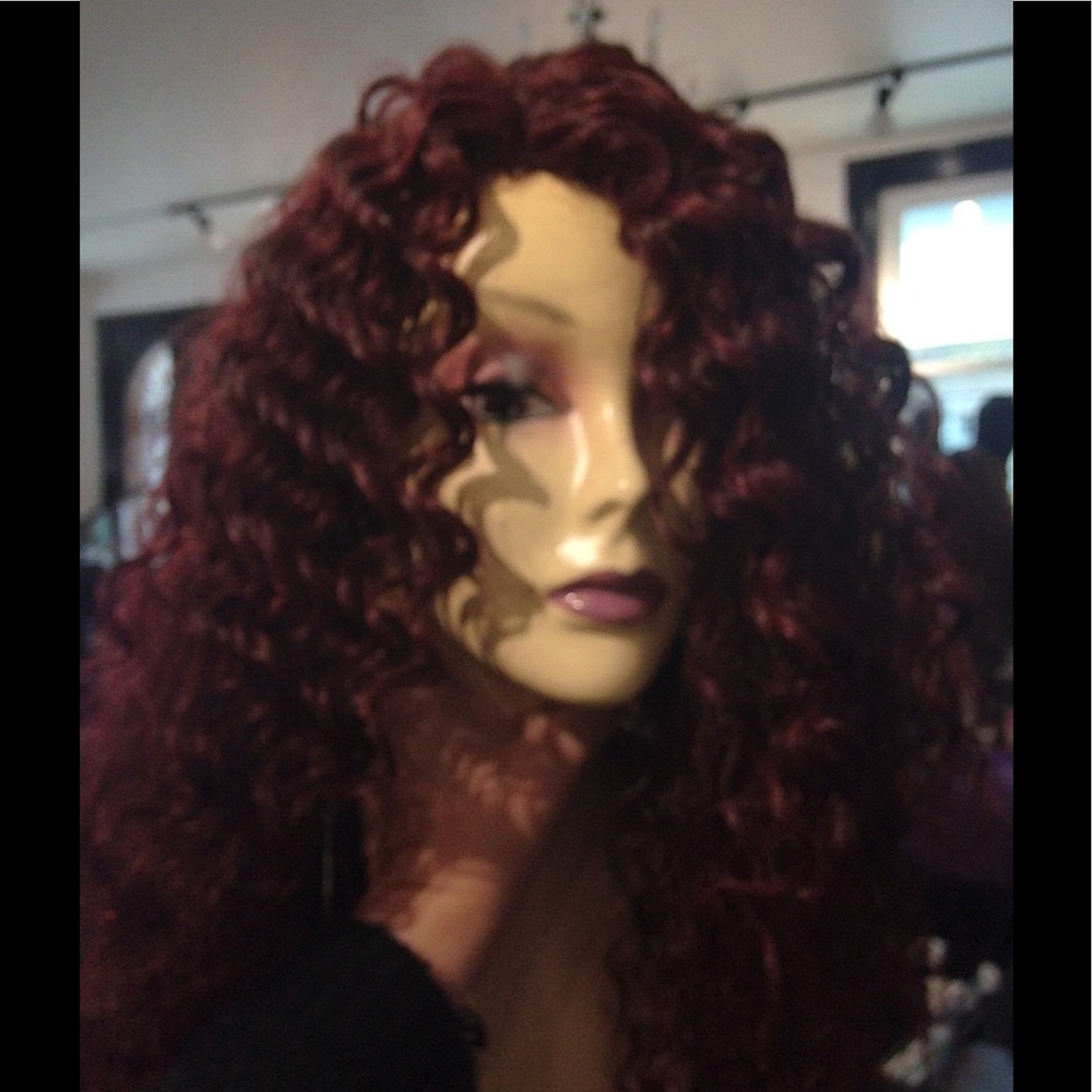 burgundy New Wig Long Curly new regulars wig - Picture 7 of 8