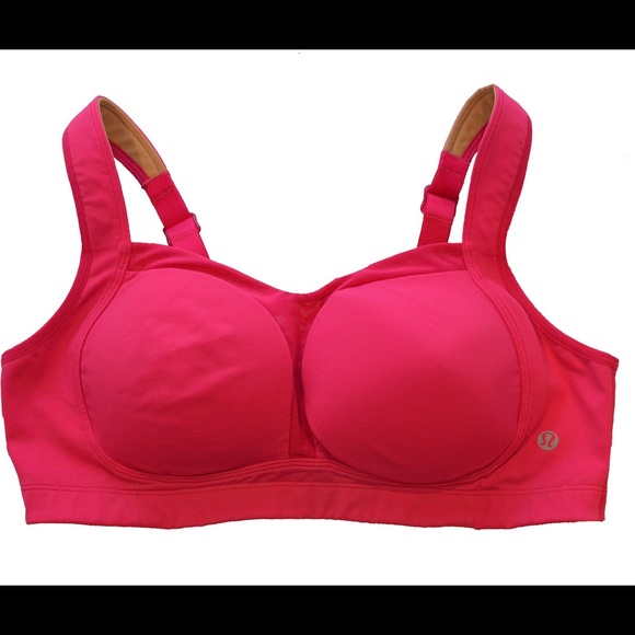 Bright pink sports bra.