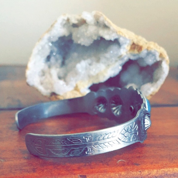 Native American Faux Turquoise Arrow Cuff Bracelet - Picture 2 of 3