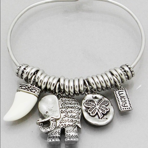 Silver elephant message luck bracelet - Picture 3 of 5