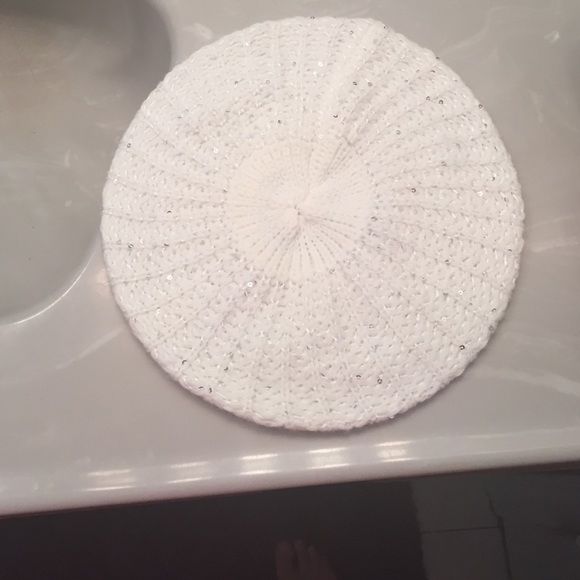 White sequin beanie