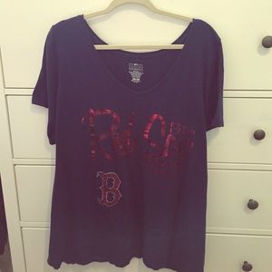 Plus size v neck Boston Red Sox tee