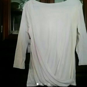 3/4 Sleeve White Shirt by Three Dots, NWT