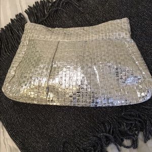 Clutch - white with silver metallic