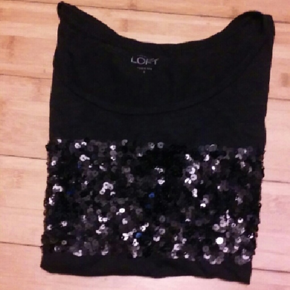 Ann Taylor Tops - Ann Taylor Loft Black Sequin Tee S