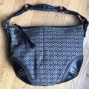 Black and grey coach hobo purse