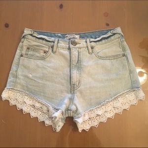 Free People Lace Denim Shorts