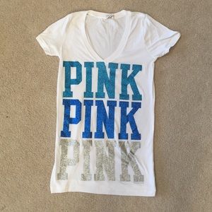 White v neck tshirt from PINK Victoria secret