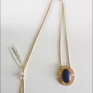 Lucky Brand Lapis Oval Pendant Adjustable Necklace