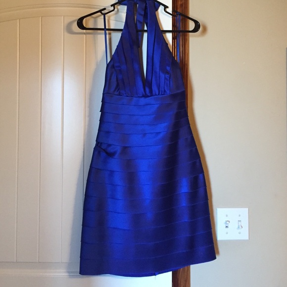 Royal blue satin BCBG dress - Picture 1 of 3