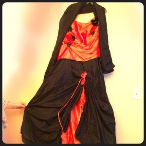 Orange/black evening gown