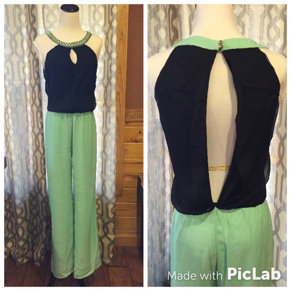 Mint sleeveless jumpsuit