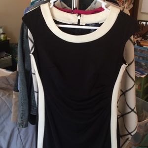 Professional dress, ruches at left hip