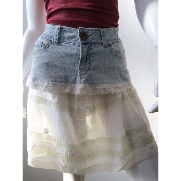 Denim Daisy Boho Skirt - Picture 2 of 4