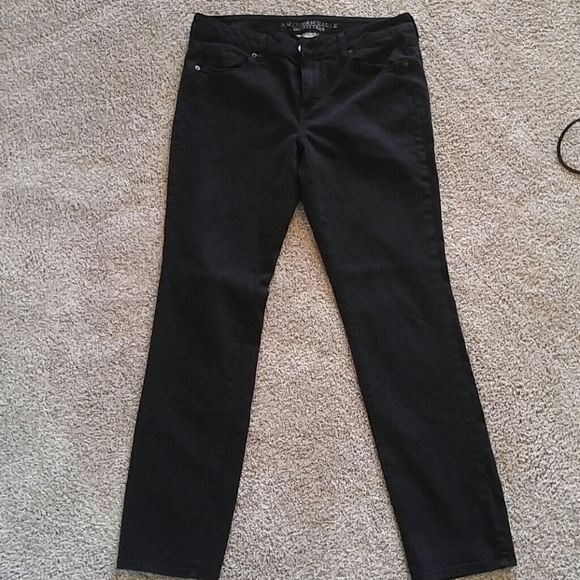 AE super stretch size 14 long black skinny jeans