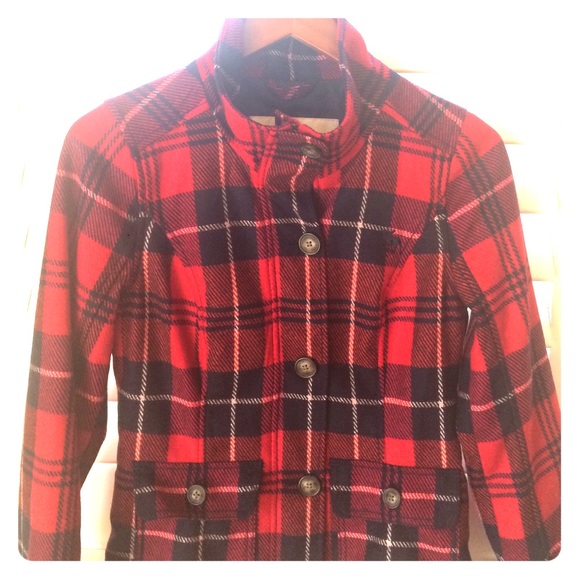 Abercrombie Wool Red Plaid Jacket w/ Lining