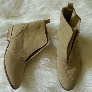 Beige Faux Suede Booties