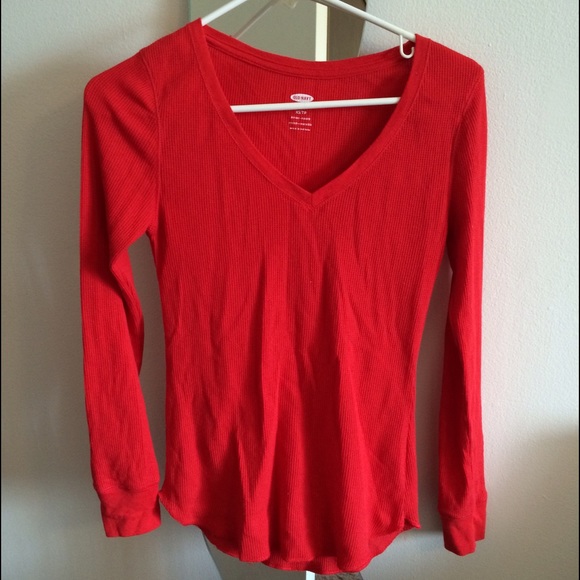 Old Navy red waffle cotton shirt