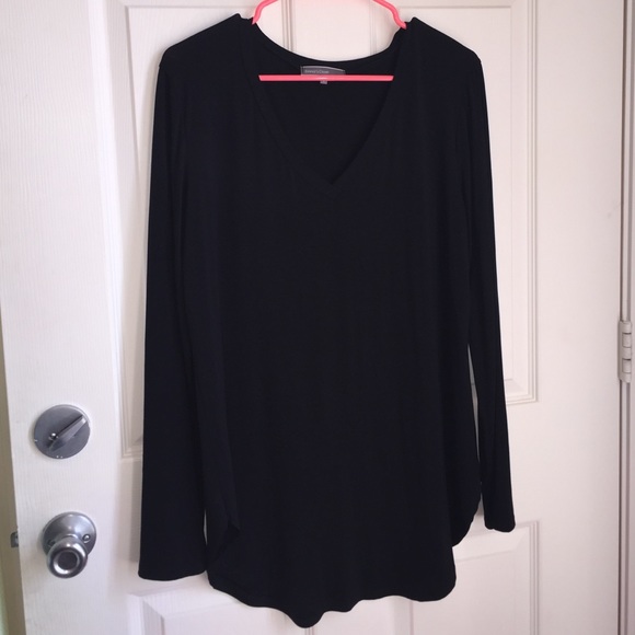 Boutique Classic Long-Sleeve Black V-Neck NWOT