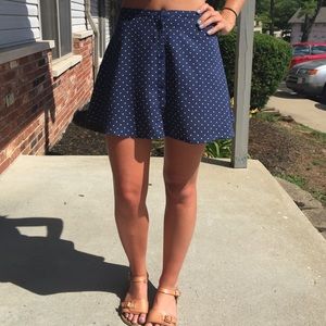 Blue polka dot high waisted skirt