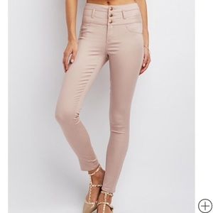 Blush high rise skinny jeans
