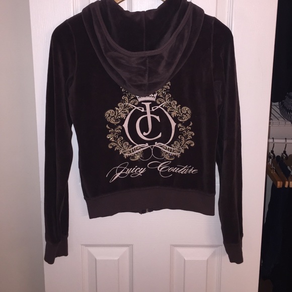 Juicy Couture Velour Zip Up Brown with Gold Detail
