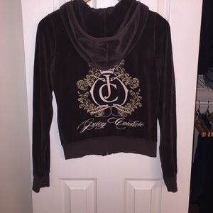 Juicy Couture Velour Zip Up Brown with Gold Detail