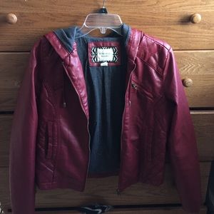 Red leather jacket